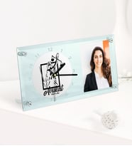 BK Gift Kişiye Özel Avukat Temalı Masaüstü Cam Saat - 16 (Beyaz)