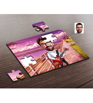 BK Gift Kişiye Özel Erkek Gitarist Karikatürlü Ahşap Puzzle-2