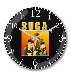 Bts Suga Min Yoongi 90s  Duvar Saati Bombeli Gercek Cam