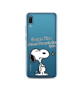 Snoopy Tasarımlı Süper Şeffaf Silikon Telefon Kılıfı Huawei Y6 2019