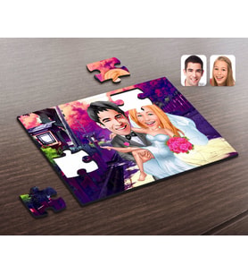 BK Gift Kişiye Özel Evleniyoruz Karikatürlü Ahşap Puzzle-9