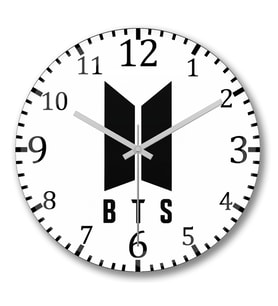Bts Group Duvar Saati Bombeli Gercek Cam