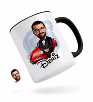 BK Gift Kişiye Özel Erkek Patron Karikatürlü Siyah Kupa Bardak-1