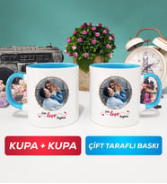 İkili Sevgiliye Sevgililer Günü Hediyesi 11 Kupa Bardak Mavi