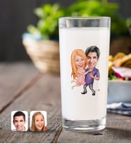 BK Gift Kişiye Özel Sevgililer Karikatürlü Rakı Bardağı-3 (Beyaz)