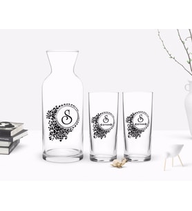 BK Gift Kişiye Özel Renkli Baskılı İsimli İkili Rakı Bardağı ve Karaf Hediye Seti-114 (Beyaz)