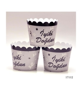 Lora Davet Cupcake Kabı İyiki Doğdun  (12 Adet) Beyaz - 17112