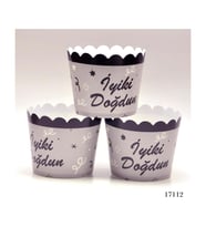 Lora Davet Cupcake Kabı İyiki Doğdun  (12 Adet) Beyaz - 17112
