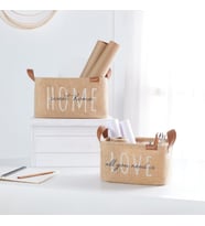 Ocean Home Textile 2'li Astarlı Jüt Sepet Set (Kahverengi)