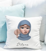 Emoji Kız Tesettürlü Stiker Yastığı Kişiye Özel