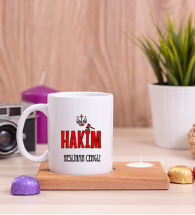 Hakim Ahşap Altlıklı Mumlu Beyaz Kupa Bardak