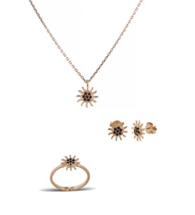Güneş Gümüş Set İnlove Gümüş Kolye Set Takı (Rose)