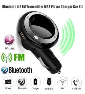 Bluetooth 4.2 Araç FM Verici Kiti Mikrofonlu Eller Serbest Q7 USB Şarjlı LED MP3   Siyah