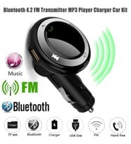 Bluetooth 4.2 Araç FM Verici Kiti Mikrofonlu Eller Serbest Q7 USB Şarjlı LED MP3   Siyah