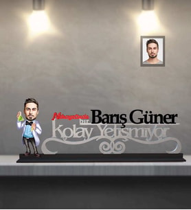 Kişiye Özel Kimyager Karikatürlü Kolay Yetişmiyor Ahşap Biblo  Bay-1