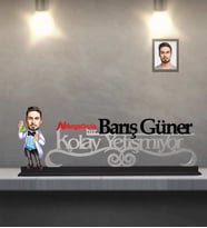 Kişiye Özel Kimyager Karikatürlü Kolay Yetişmiyor Ahşap Biblo  Bay-1