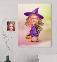 BK Gift Kişiye Özel Küçük Cadı Karikatürlü Kanvas Tablo 50x70cm-1