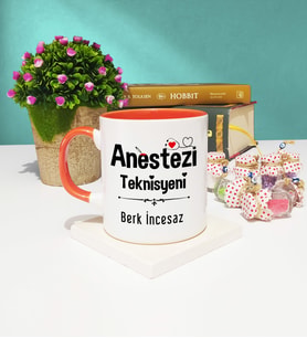 Anestezi Teknisyeni Tasarımlı Kişiye Özel Anestezi Teknisyeni Kupa Bardak Turuncu