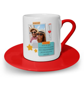 BK Gift Kişiye Özel Babalar Günü Temalı Kırmızı Türk Kahvesi Fincanı 35565