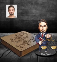 Kişiye Özel Avukat Karikatürlü Ahşap Biblo Kutulu Bay-3