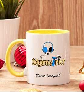 Odyometristlere Hediye İçi Ve Kulpu Renkli Kupa Bardak