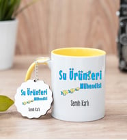 Su Ürünleri Mühendisi Sarı Kupa Bardak Ve Anahtarlık Set