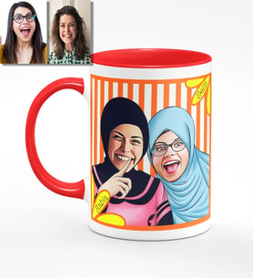 BK Gift Kişiye Özel Türbanlı Karikatürlü Kırmızı Kupa Bardak 37k705