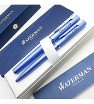 Waterman Allure Mavi Dolma Kalem + Tükenmez Kalem Set  İsme Özel Kalem  Hediye Kalem