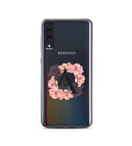 Pembe Çiçekli Harf Tasarım Süper Şeffaf Silikon Telefon Kılıfı Samsung A50 A-Har