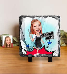 BK Gift Kişiye Özel Bayan Aşçı Karikatürlü Dekoratif Doğal Taş