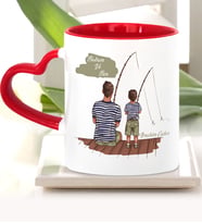 BK Gift Kişiye Özel Babalar Günü Temalı Kırmızı Kalpli Kupa Bardak 26508
