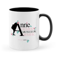 BK Gift Kişiye Özel Anne Demek Mutluluk Demek Siyah Kupa Bardak