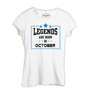 Legends Born in October - Star Beyaz Kadın Tshirt