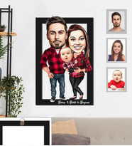 Kişiye Özel Aile Karikatürlü 3D Ahşap Tablo 30x47  Mod-6