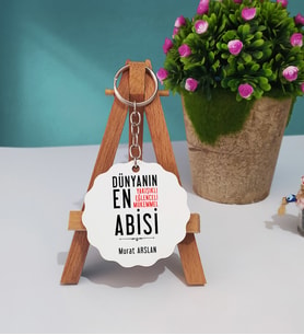 Abi Tasarımlı Kişiye Özel Hediye Abi Ahşap Anahtarlık