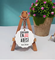 Abi Tasarımlı Kişiye Özel Hediye Abi Ahşap Anahtarlık