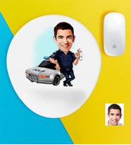 BK Gift Kişiye Özel Bay Trafik Polisi Karikatürlü Bilek Destekli Mouse Pad-1 (Beyaz)