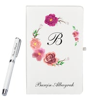 Kişiye Özel Şık Tasarımlı Beyaz Defter Ve Roller Kalem Seti