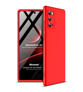 Microsonic Samsung Galaxy Note 20 Kılıf Double Dip 360 Protective Kırmızı