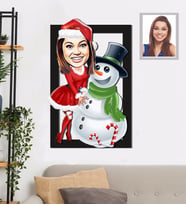 Kişiye Özel Yılbaşı Bayan Karikatürlü 3D Ahşap Tablo 30x47 Model-3