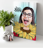 BK Gift Kişiye Özel Bayan Karikatür Kanvas Tablo 30x50cm 5