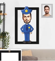 Kişiye Özel Polis Karikatürlü 3D Ahşap Tablo 30x47 Bay-1