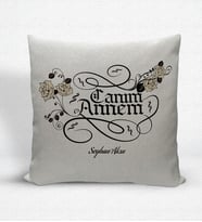 BK Gift Kişiye Özel Kaligrafi Canım Annem Dekoratif Keten Yastık (Bej)