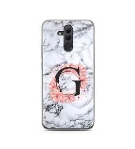 Mermer Çiçekli Harf Tasarım Süper Şeffaf Silikon Telefon Kılıfı Huawei Mate 20 L