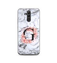 Mermer Çiçekli Harf Tasarım Süper Şeffaf Silikon Telefon Kılıfı Huawei Mate 20 L