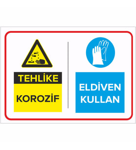 MIGNATIS - Tehlike Krozif Eldiven Kullan Levhası - Sac Malzeme 25x35cm