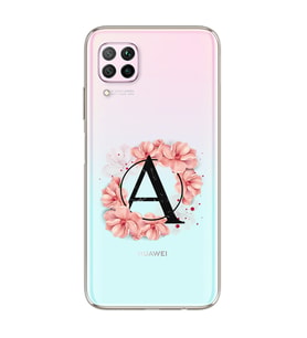 Pembe Çiçekli Harf Tasarım Süper Şeffaf Silikon Telefon Kılıfı Huawei P40 Lite A