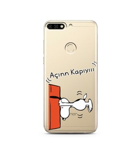 Snoopy Tasarımlı Süper Şeffaf Silikon Telefon Kılıfı Huawei Honor 7C- y7 2018 