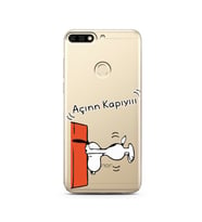 Snoopy Tasarımlı Süper Şeffaf Silikon Telefon Kılıfı Huawei Honor 7C- y7 2018 