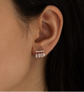 Papatya Silver Dört Baget Taş Sallantılı Nano Zirkon Küpe Rose Kaplama Gümüş